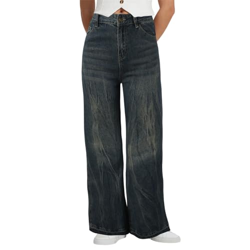 Baggy Jeans Damen Jeans Hose mit Hoher Taille Y2K Style Women Girl Streetwear Hose Casual Baggy Vintage Denim Hose Freizeit Loose Trendy Cargo Jeans Schlupfjeans Cargohose Boyfriend Pants von C'est TT