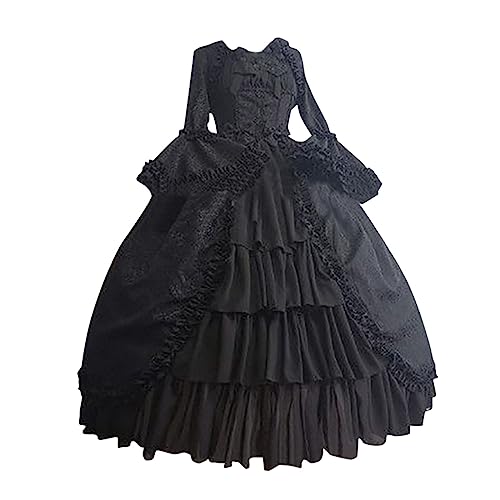 C'est TT Damen Kleider Hochzeit Damen Mittelalter Kleid mit Trompetenärmel Renaissance Kleid Abendkleid Partykleid Gothic Kleid Damen Mittelalter Kleidung Kostüm-Outfits Ballkleider von C'est TT