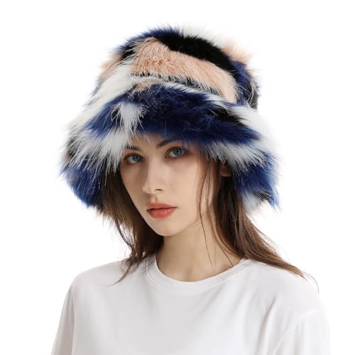 C'est TT Damen Plüsch Fischerhut Wintermütze Warme Bucket Hat Flauschige Eimer Hut Fischerhüte Kunstpelz Winter Freizeithut von C'est TT