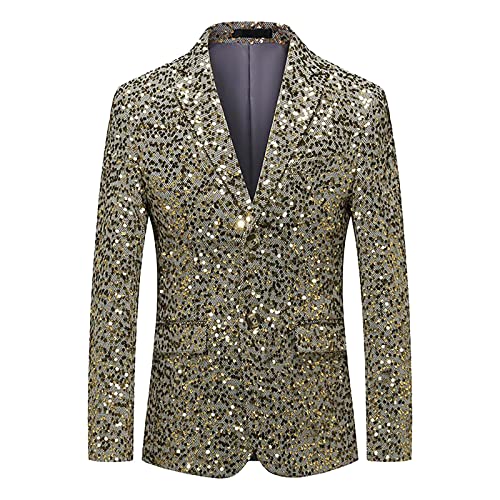 C'est TT Herren Anzugjacke Pailletten: Pailletten Glitter Anzug Jacke Anzugjacke Vintage Gothic Blazer Anzug Jacke Karneval Kostüm Pailletten Glitter Anzug Jacke Karneval Kostüm für Party von C'est TT