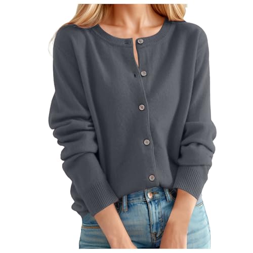 C'est TT Kurze Jacke Damen, Strickjacke Damen Kurz Cardigan Rundhals Herbst Strickpullover Langarm Elegant Weich Pullover Einfarbig Damenstrickjacke Warm Kaschmir Strickweste Mit Knöpfen Dunkelgrau M C'est TT Kurze Jacke Damen, Strickjacke Damen Kurz Cardigan Rundhals Herbst Strickpullover Langarm Elegant Weich Pullover Einfarbig Damenstrickjacke Warm Kaschmir Strickweste Mit Knöpfen Dunkelgrau M von C'est TT