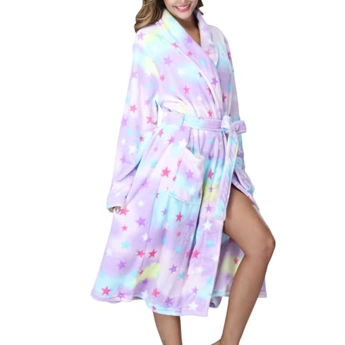 C'est TT Morgenmantel Damen Leicht Sauna Fashion Baumwolle Hausmantel Bademäntel Hauskleid Leicht Große Größen Flauschig Morgenmantel Reisebademantel Waffelpique Weicher Frottee Bademantel von C'est TT