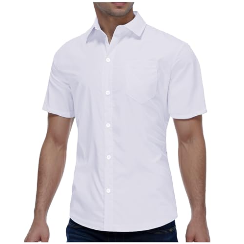 C'est TT Trachtenhemd Herren Kurzarm Leichte Baumwolle Casual Trachtenhemd Herrenhemden Modern Regular Fit Button Down Sommer Freizeithemden Businesshemd Kurzarm Freizeit Bügelfrei Kurzarmhemden von C'est TT