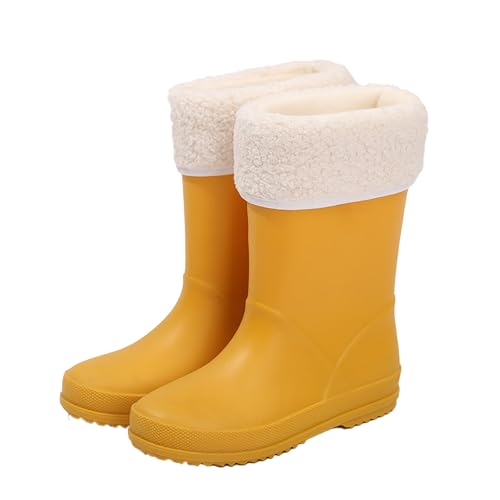 C'est TT barfussschuhe kinder, Gummistiefel Kinder Breite Füße Gummi Gummischuhe Bequeme Outdoor Regenstiefel Barfuß Rutschfeste Schule Weiche Kindergummistiefel Boots Wasserdichte, Gelb von C'est TT