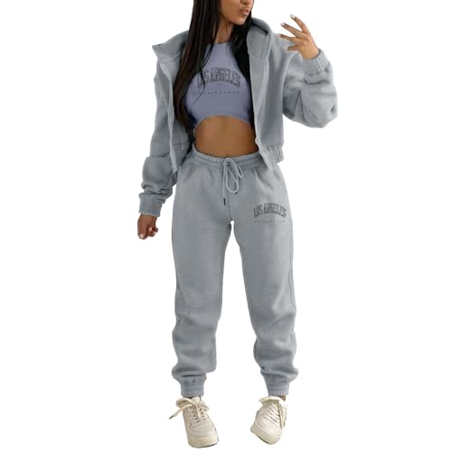 Damen Trainingsanzug Sweat Suit Sport Freizeit Oberteil Jogginghose Sportanzug Fitnessanzug Freizeitanzug Trainingsanzüge Kapuzenpullover und Hose Freizeitanzug Jogginganzug Zweiteiler für Freizeit von C'est TT