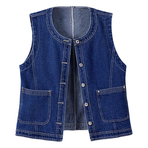 Damenweste Elegant, Jeansweste Damen Ärmellos Übergang Vintage Tarnweste Ärmellos Streetwear Streetwear Klassisch Einfarbig Angelweste Elegant Knopfleiste Jeans Weste für Damen Sommer Tank Top von C'est TT