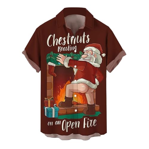Herren Hemd, Weihnachts Hemd Herren Weihnachten Muster 3D Bedruckte Hemd Freizeithemd Weihnachten Funky Hemd Freizeithemd Weihnachten Hemd Weihnachts Shirt für Herren von C'est TT
