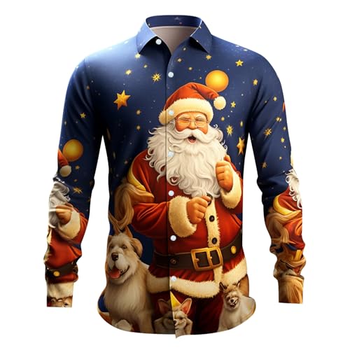 Herren Ugly Freizeithemd 3D Druck Weihnachtshemd Sweatshirt Hemd Langärm Hemden Weihnachten Slim fit Christmas Shirt 3D Druck für Festival Party Freizeitkleidung von C'est TT