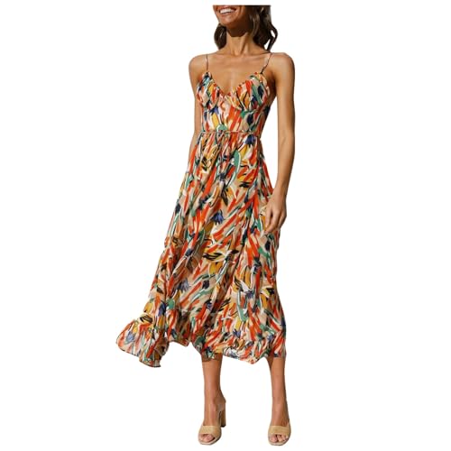 Maxikleid Damen Sommer Freizeit Rückenfrei Party Outfit Sundress Festlich Leicht Hochzeitsgast Schicke Abendkleider Maxikleid Elegant Atmungsaktiv Lang Sommerkleid Hochzeitsgast Kleid von C'est TT