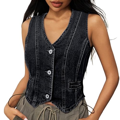 Online Shop, Jeansweste Damen Ärmellos Sommer Übergang Arbeitsweste Festival Ärmellos Angelweste Mode Knopfleiste Sommerweste Outdoor Casual Jeans Weste für Damen Einfarbig Tank Top Online Shop, Jeansweste Damen Ärmellos Sommer Übergang Arbeitsweste Festival Ärmellos Angelweste Mode Knopfleiste Sommerweste Outdoor Casual Jeans Weste für Damen Einfarbig Tank Top von C'est TT