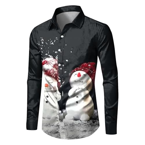 Weihnachten Funky Hemd Herren 3D Druck Freizeithemd Herren Weihnachtshemd Weihnachten Funky Hemd Slim Fit Shirt mit Weihnachtsmotiv für Festival Party Freizeitkleidung von C'est TT
