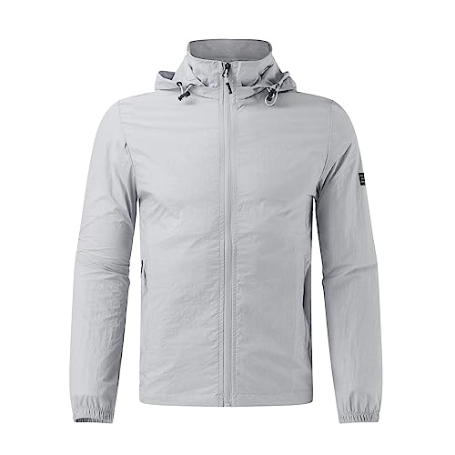 Winddichte Jacke Herren, Leichte Sommerjacke Einfarbig Winddicht Übergangsjacke Basic Atmungsaktiv Trainingsjacke Oversized Modernes Trekkingjacke Übergang Kapuzenpullover Lässig Softshelljacke von C'est TT