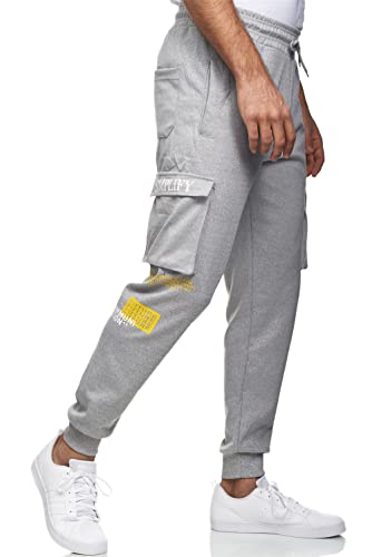 C-iN-C Heren joggingbroek trainingsbroek Sport Fitness Gym Training Slim fit Sweatpants strepen joggingbroek Stripe Pants Model 3078 (Grau(H1250), XL) von C-iN-C