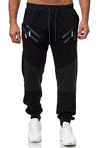 C-IN-C Heren joggingbroek trainingsbroek Sport Fitness Gym Training Slim fit Sweatpants strepen joggingbroek Stripe Pants Model 3078 (Schwarz, S) von C-IN-C