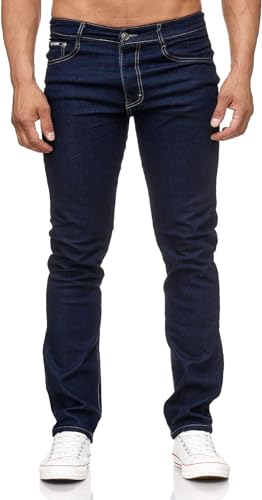 C-IN-C Herren Slim Fit Stretch-Jeans – Modische Enge Passform, bequemes elastisches Material, klassisches 5-Pocket-Design (DE/NL/SE/PL, Bundweite, 36, Regular, Regular, 805-D.Blau) von C-IN-C