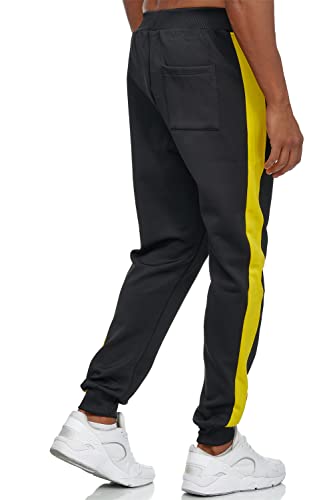 C-iN-C Herren Jogginghose Sporthose Trainingshose 3118 Slim FIT (Schwarz-Gelb(1249), M) von C-IN-C