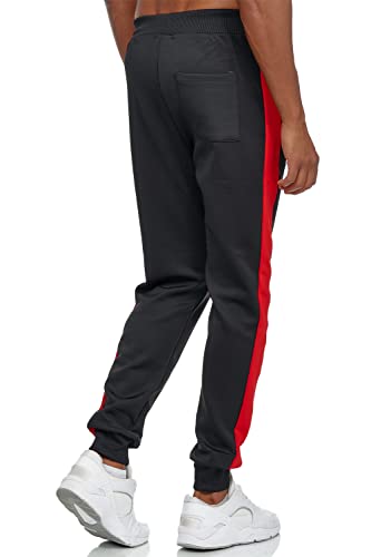 C-iN-C Herren Jogginghose Sporthose Trainingshose 3118 Slim FIT (Schwarz-Rot(1249), L) von C-iN-C