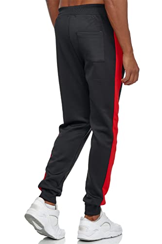 C-iN-C Herren Jogginghose Sporthose Trainingshose 3118 Slim FIT (Schwarz-Rot(1249), XL) von C-IN-C