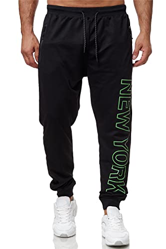 C-iN-C Herren Jogginghose Sporthose Trainingshose Sports Hose Fitness Modell 1421 (Schwarz-Grün(1248), L) von C-iN-C