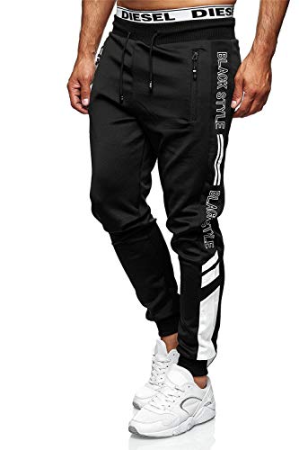 C-IN-C Herren Jogginghose Sporthose Trainingshose mit Reißverschlusstasche und Streifen-Design, Slim Fit, Freizeit Fitness Hose (DE/NL/SE/PL, Alphanumerisch, XL, Regular, Regular, schwarz) von C-IN-C