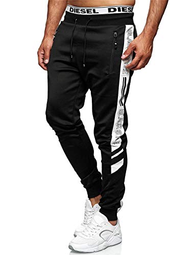 C-iN-C Herren Jogginghose Sporthose Trainingshose Sports Hose Fitness Modell 1421 (schwarz mit Weiß, S) von C-iN-C