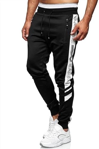 C-IN-C Herren Jogginghose Sporthose Trainingshose Sports Hose Freizeit Fitness Hose 1421 (DE/NL/SE/PL, Alphanumerisch, XXL, Regular, Regular, schwarz mit Weiß) von C-IN-C