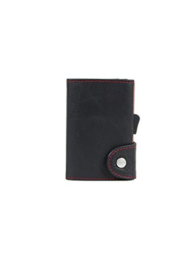 C-Secure Special Edition Kartenetui für Herren, Leder Gr. Einheitsgröße, schwarz/red von C-secure