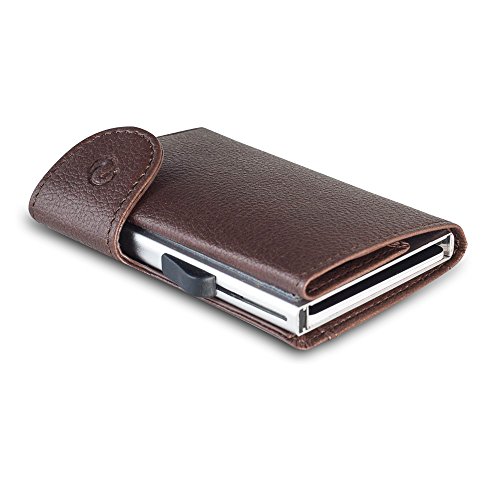 C-secure Geldbörse mit 6 Kartenfächern, RFID-geschützt, Braun, für Unisex-Erwachsene, Modern, Schlank, Leder von C-secure
