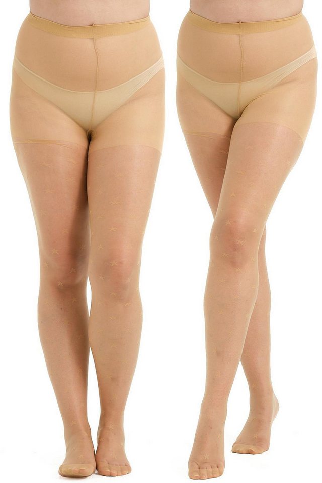 C&CITY 2er-Pack Sternmuster Übergröße Strumpfhosen Slipper von C&CITY