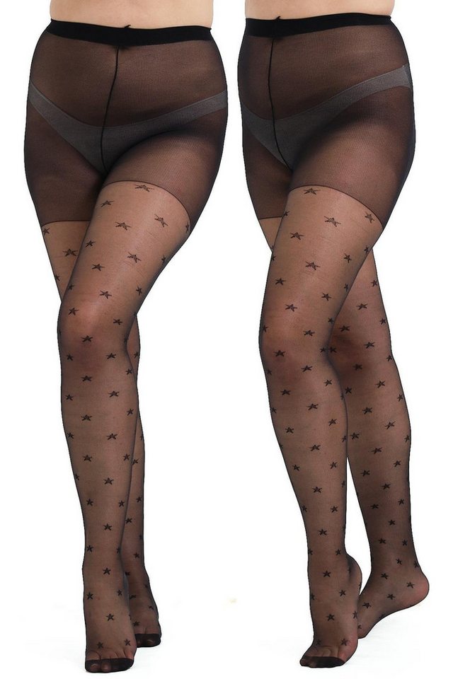 C&CITY 2er-Pack Sternmuster Übergröße Strumpfhosen Slipper von C&CITY