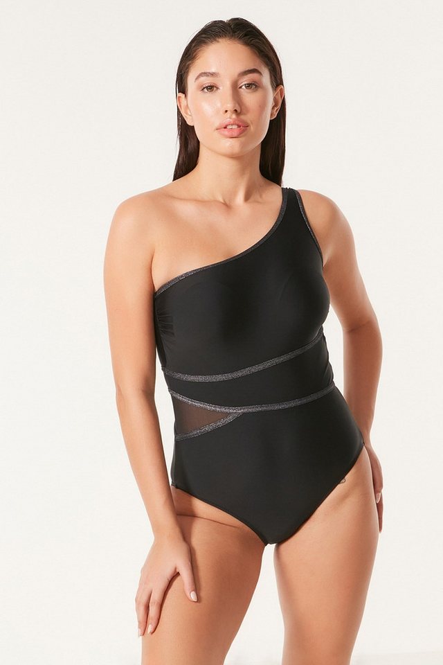 C&CITY Badehose One-Shoulder-Badeanzug mit Tülldetails, 7533, Schwarz C&CITY Badehose One-Shoulder-Badeanzug mit Tülldetails, 7533, Schwarz von C&CITY