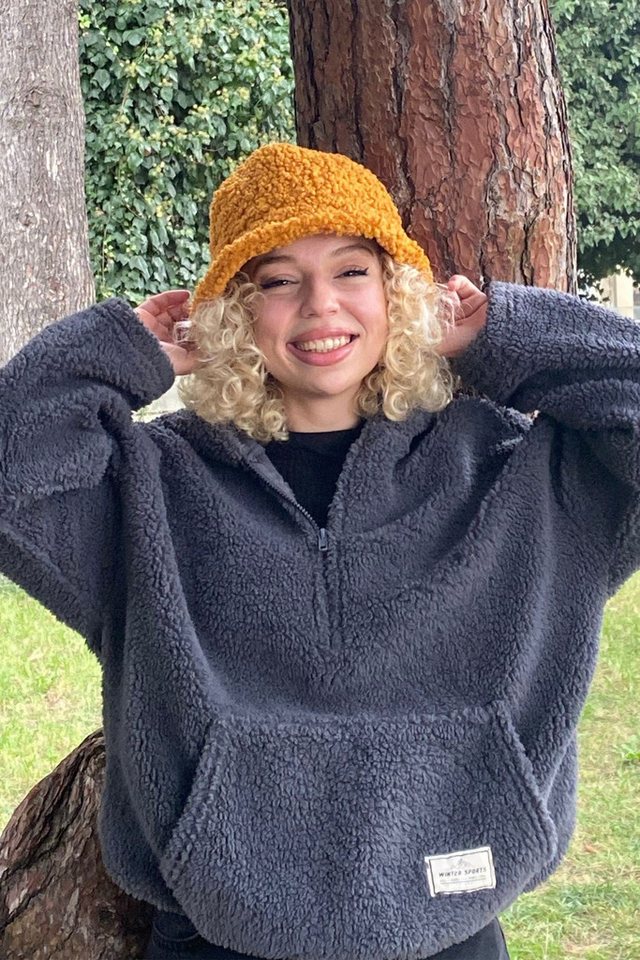 C&CITY Beanie Fischerhut aus lockigem Plüsch 8001 Tan von C&CITY