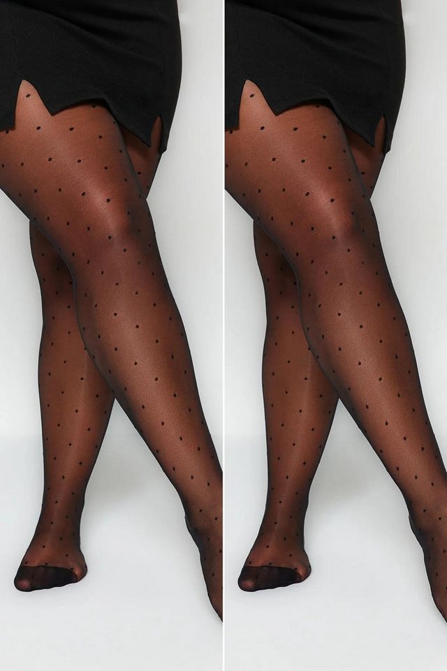 C&CITY Feinstrumpfhose Schlanke Übergröße Polka Dot 20D 2er-Pack Strumpfhosen von C&CITY