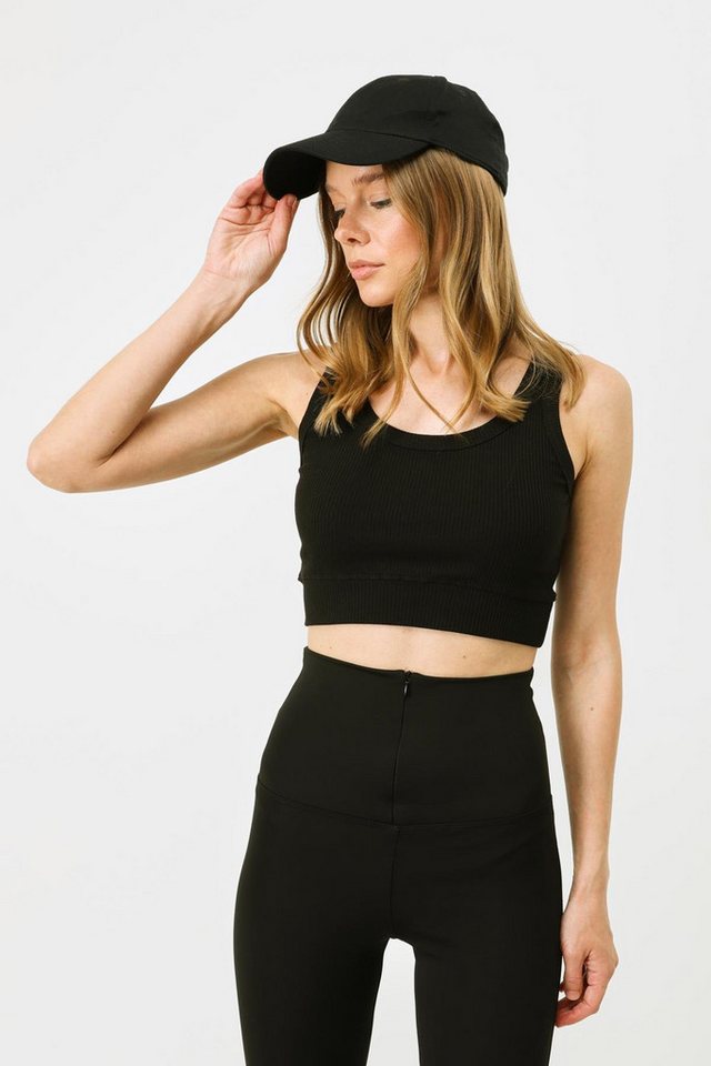 C&CITY Kurzarmbody Damen Geripptes Crop Stretch Strick Tank Top von C&CITY