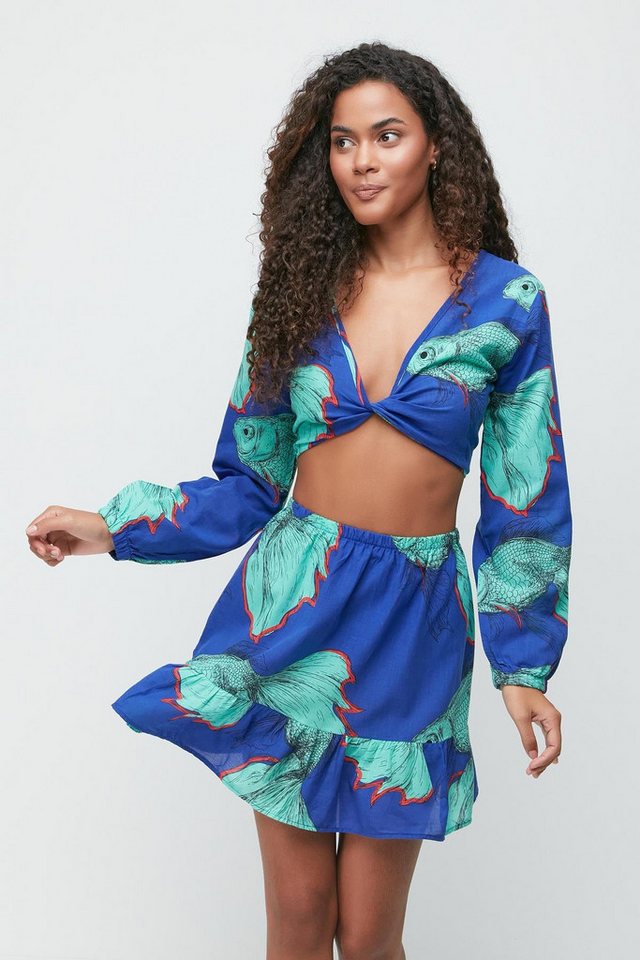 C&CITY Pareo Bolerorock Pareo Strandkleid 22413 Marineblau/Grün von C&CITY