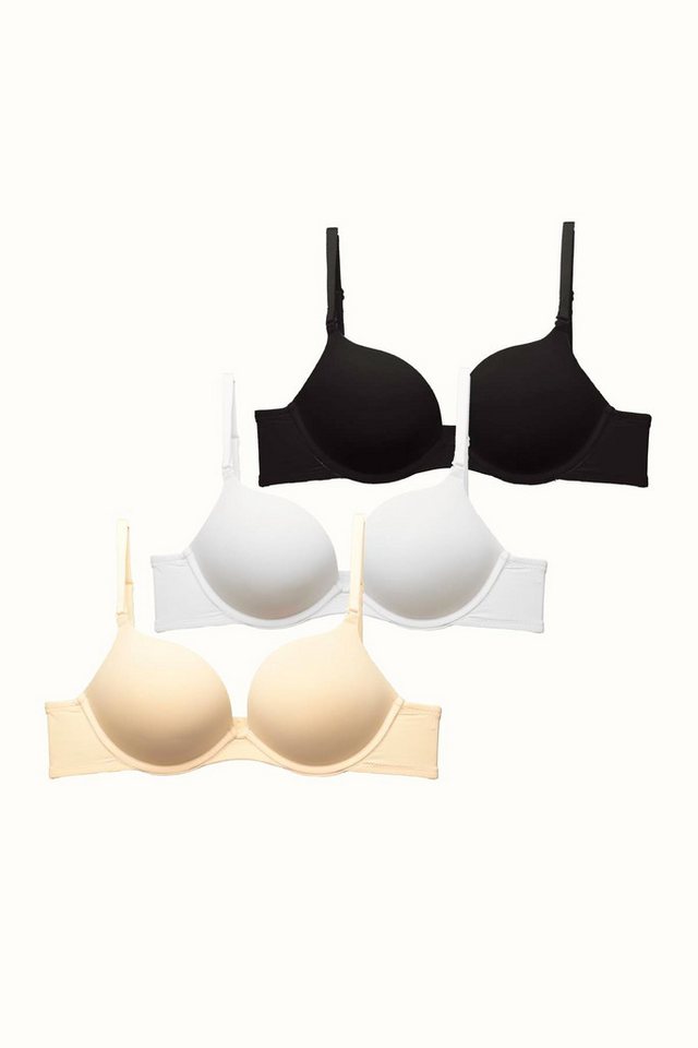 C&CITY Push-up-BH 3er-Pack Weiche Strick Doppel-Push-Up BH-Set von C&CITY