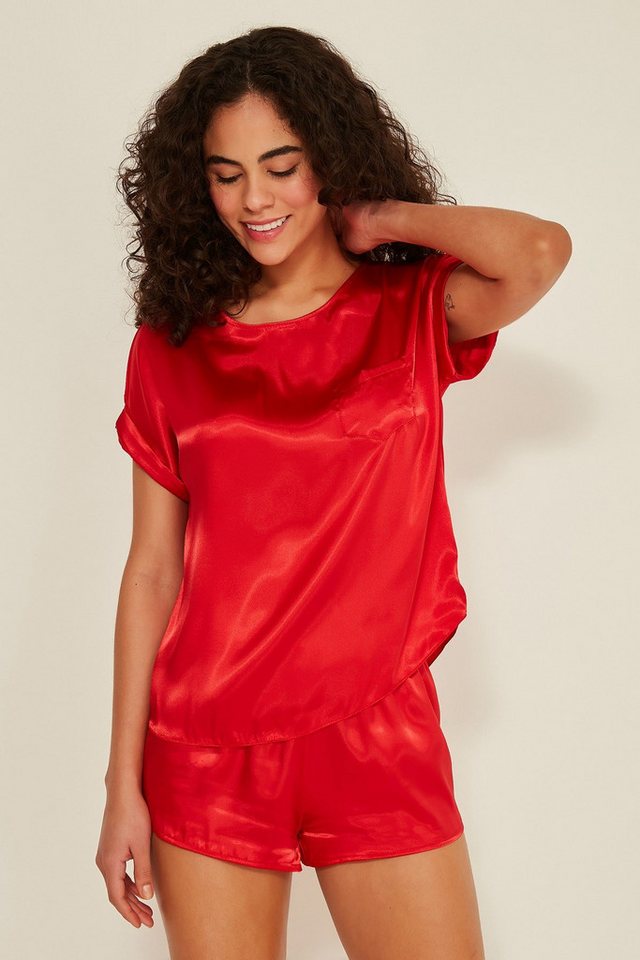 C&CITY Pyjama 080 Damen-Satin-T-Shirt-Shorts-Set Dunkelgrün C&CITY Pyjama 080 Damen-Satin-T-Shirt-Shorts-Set Dunkelgrün von C&CITY