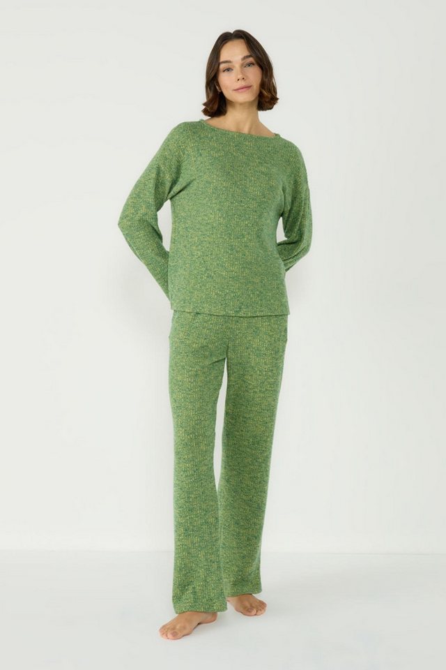 C&CITY Pyjama Boot-Ausschnitt Drop-Schulter Langarm Taschenanzug von C&CITY