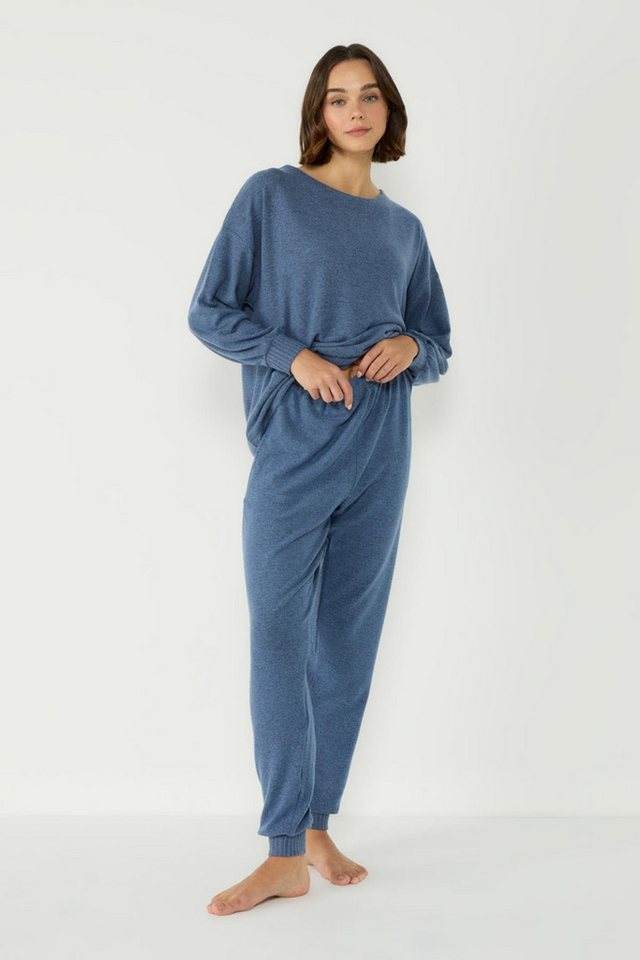 C&CITY Pyjama Dehnbarer Bootsausschnitt Langarmtaschen Set von C&CITY