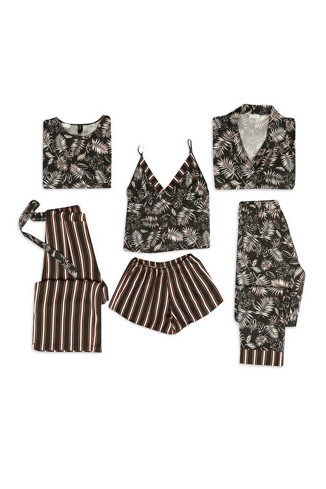 C&CITY Pyjama Gemustertes 6-teiliges Viskose-Pyjama-Set 9502 Schwarz C&CITY Pyjama Gemustertes 6-teiliges Viskose-Pyjama-Set 9502 Schwarz von C&CITY