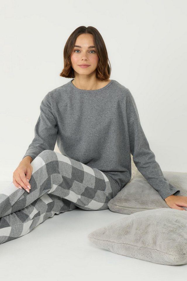 C&CITY Pyjama ıGemütliches Fahrrad Hals Tief Schulter Langarm Tasche Pyjama Set von C&CITY
