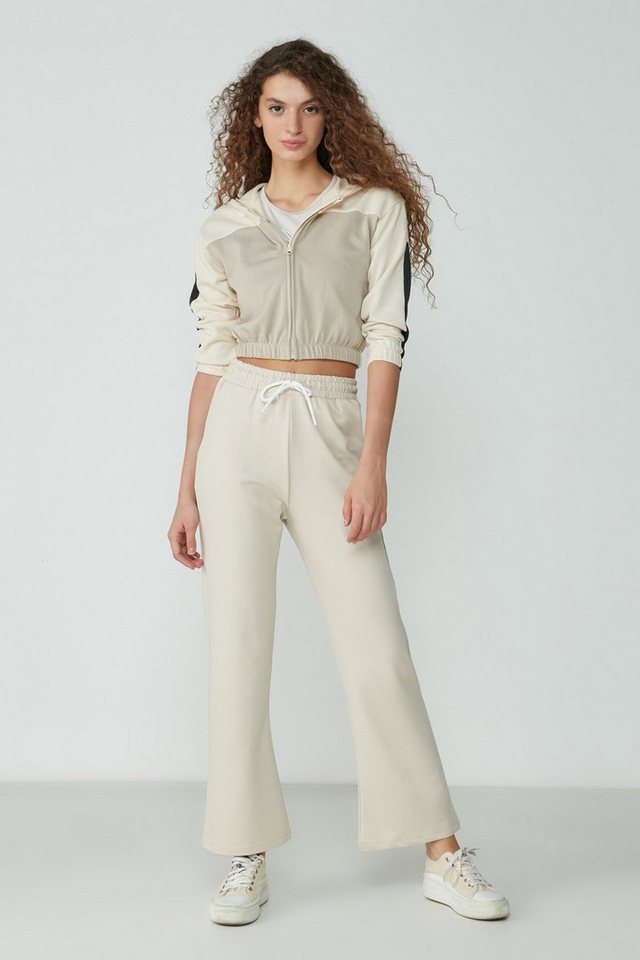 C&CITY Pyjamahose Jogginghose mit weitem Bein 736 Ecru von C&CITY