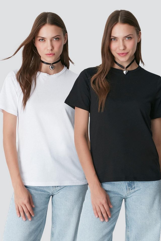 C&CITY Pyjamaoberteil Kurzarm-2-teiliges Basic-T-Shirt mit Rundhalsausschnitt 960 Schwarz C&CITY Pyjamaoberteil Kurzarm-2-teiliges Basic-T-Shirt mit Rundhalsausschnitt 960 Schwarz von C&CITY