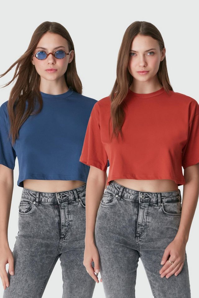 C&CITY Pyjamaoberteil Zweiteiliges Crop-T-Shirt mit Rundhalsausschnitt 959 Khaki/Geräuchert C&CITY Pyjamaoberteil Zweiteiliges Crop-T-Shirt mit Rundhalsausschnitt 959 Khaki/Geräuchert von C&CITY
