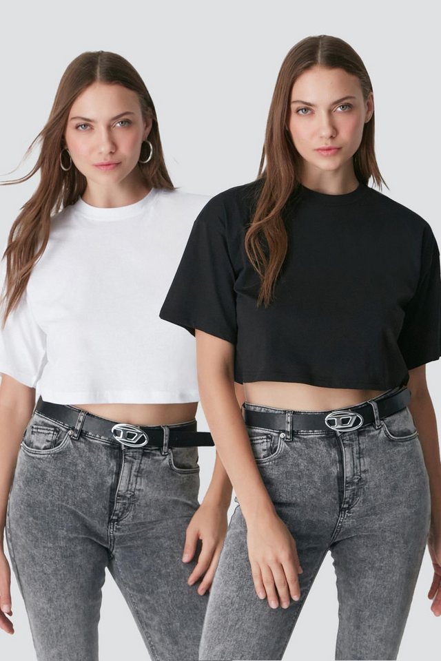 C&CITY Pyjamaoberteil Zweiteiliges Crop-T-Shirt mit Rundhalsausschnitt 959 Khaki/Geräuchert C&CITY Pyjamaoberteil Zweiteiliges Crop-T-Shirt mit Rundhalsausschnitt 959 Khaki/Geräuchert von C&CITY