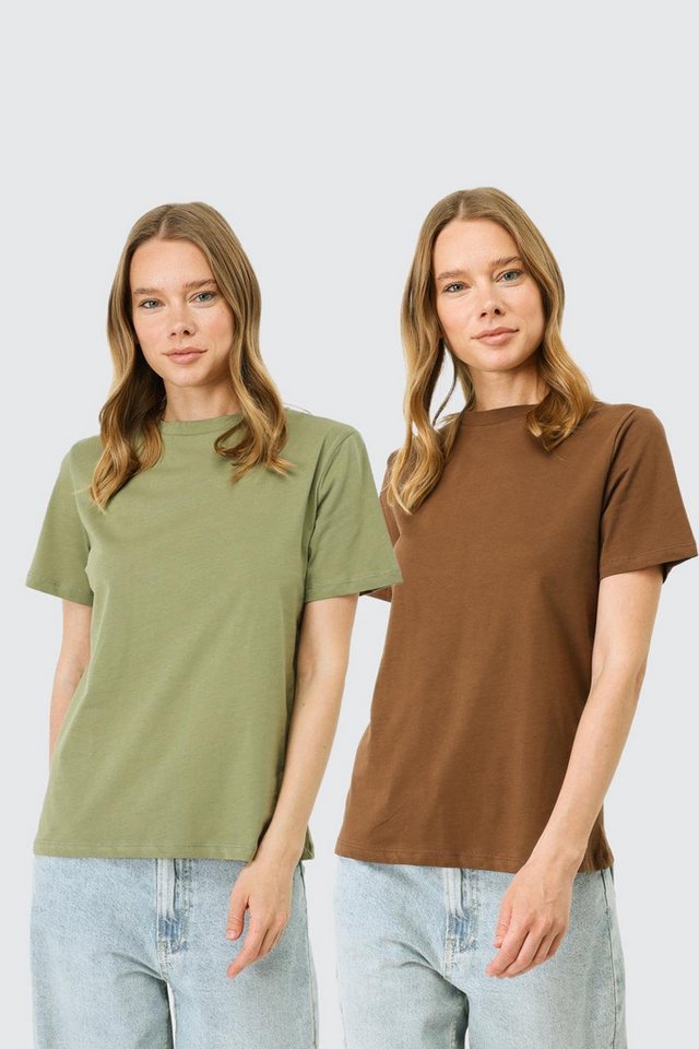C&CITY Schlafanzug Kurzarm Basic T-Shirt mit Fahrradausschnitt - 2er Pack von C&CITY