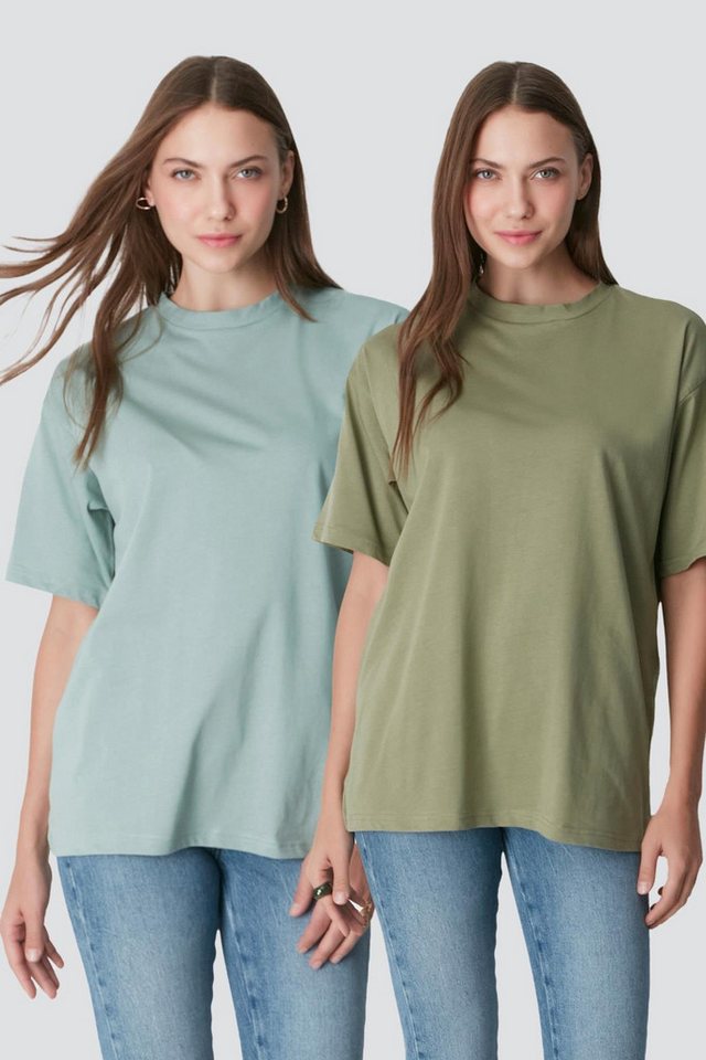 C&CITY Schlafanzug Kurzarm Fahrradkragen 2er-Pack Freizeit T-Shirt von C&CITY