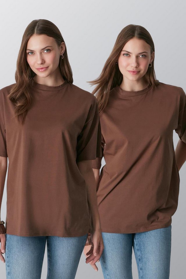 C&CITY Schlafanzug Kurzarm Fahrradkragen 2er-Pack Freizeit T-Shirt von C&CITY