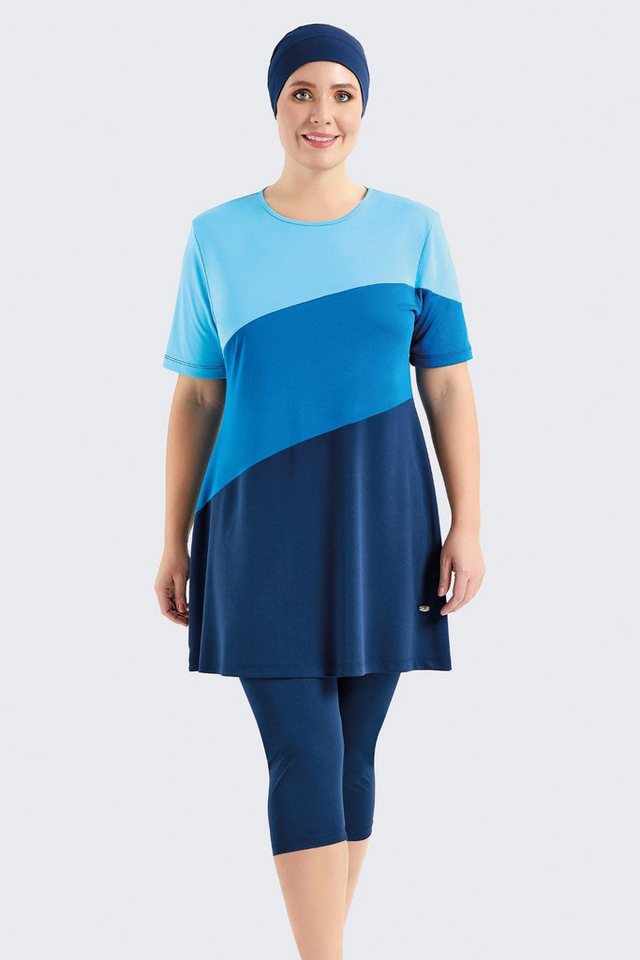 C&CITY Schwimmanzug Übergröße Kurzarm Leggings Halbbedeckter Bescheidener Badeanzug von C&CITY