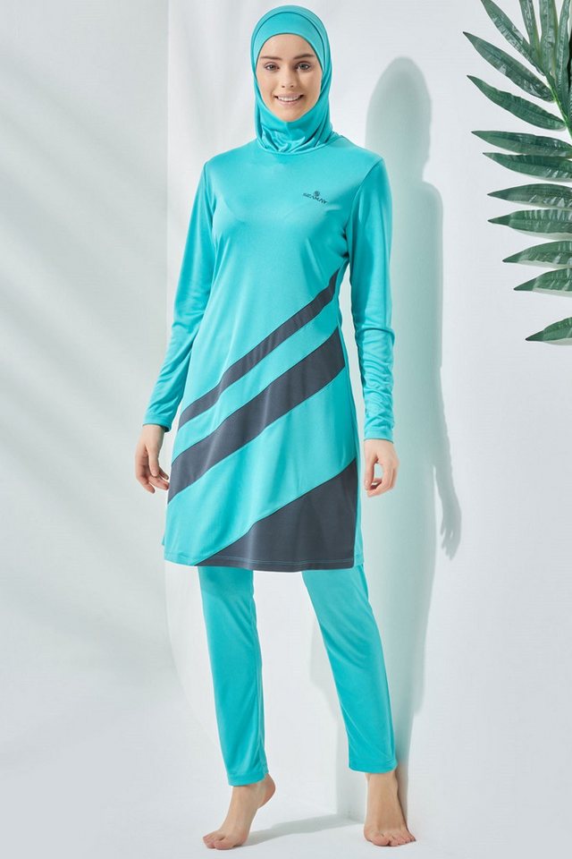 C&CITY Schwimmanzug Vollständig bedeckter Hijab-Badeanzug C11020 Khaki von C&CITY